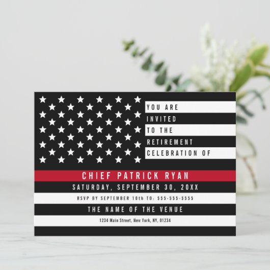 Fireman Thin Red Line American Flag Retirement Kaart (Staand voorkant)
