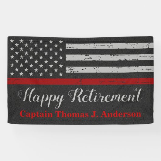 Fireman Thin Red Line Firefighter Retirement Spandoek (Horizontaal)