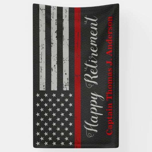 Fireman Thin Red Line Firefighter Retirement Spandoek (Verticaal)