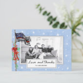 Fireman Thin Red Line Flag Family Foto Holiday Bedankkaart (Staand voorkant)
