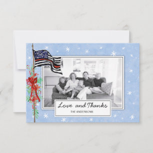 Fireman Thin Red Line Flag Family Foto Holiday Bedankkaart