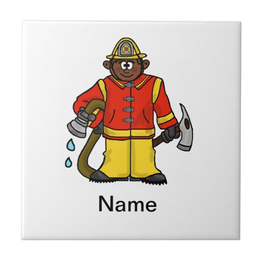 Fireman Trivet (bruine huid) past het aan! Tegeltje (Voorkant)