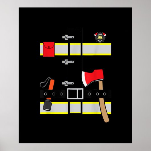 Fireman Uniform Firefighter Costume Halloween DIY Poster (Voorkant)