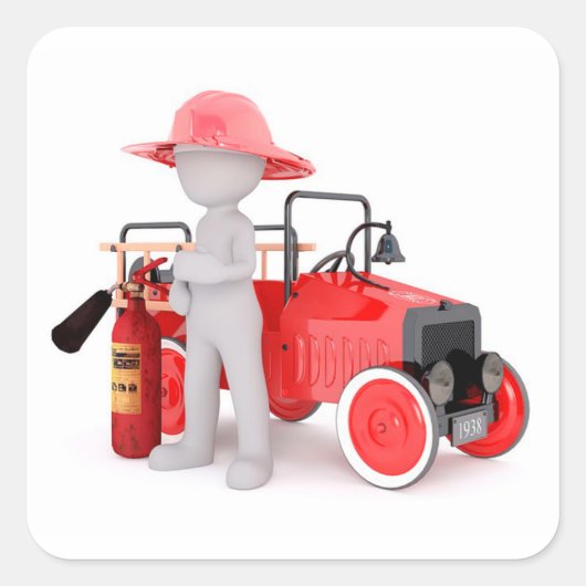 Fireman Vierkante Sticker (Voorkant)