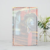 Firemans helm en jas briefpapier (Staand voorkant)