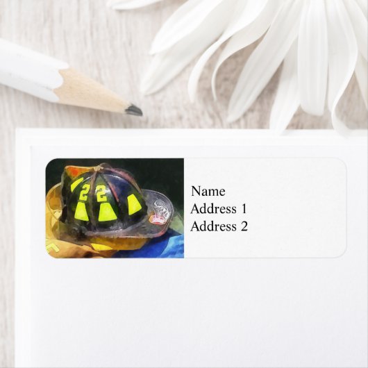 Firemans helm op uniform etiket (Insitu)