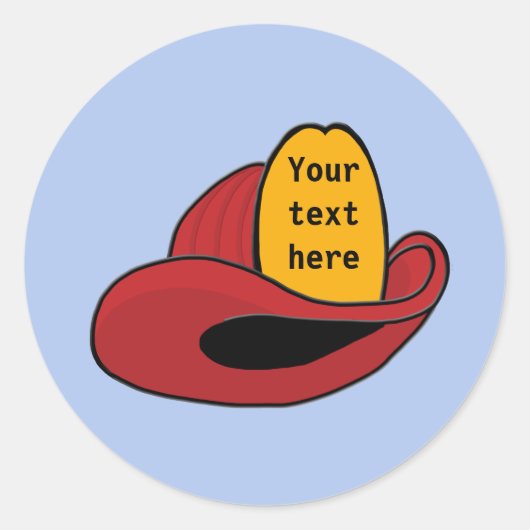 Fireman's Helmet Whimsical Cartoon Art Ronde Sticker (Voorkant)
