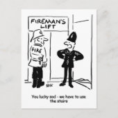 Firemans Lift Cartoon Briefkaart (Voorkant)