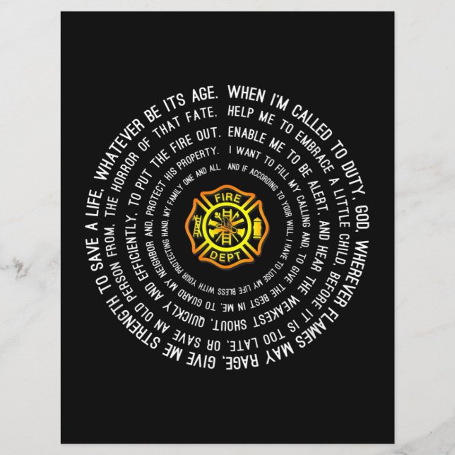 Firemans Prayer, brandweerman Motivatie (Voorkant)