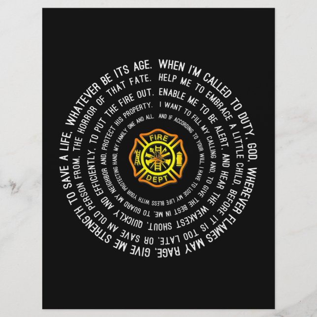 Firemans Prayer, brandweerman Motivatie Briefhoofd (Voorkant)