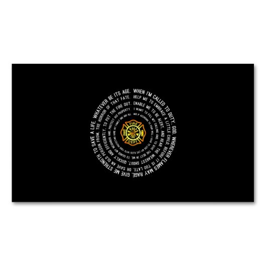 Firemans Prayer, brandweerman Motivatie Magnetisch Visitekaartje (Voorkant)
