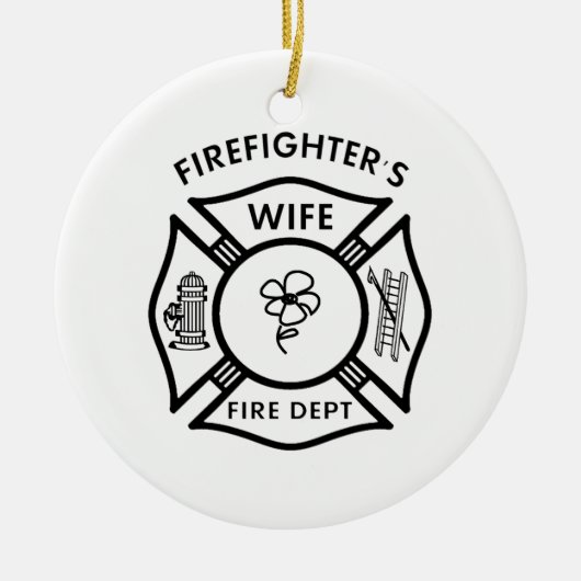 Firemans vrouw keramisch ornament (Voorkant)