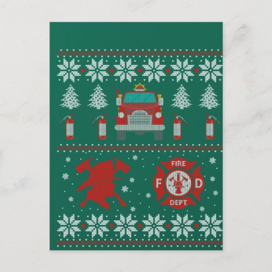 Firemen Firefighter Christmas Ugly Xmas Sweater Briefkaart (Voorkant)