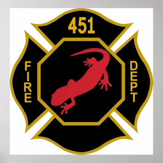 Firemen Logo Fahrenheit 451 Black Gold and Red wi Poster (Voorkant)