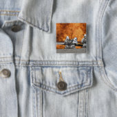 Firemen neutraliseren een brand vierkante button 5,1 cm (In situ)