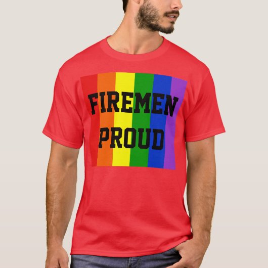 Firemen Proud Gay Rainbow Dark T-Shirt (Voorkant)