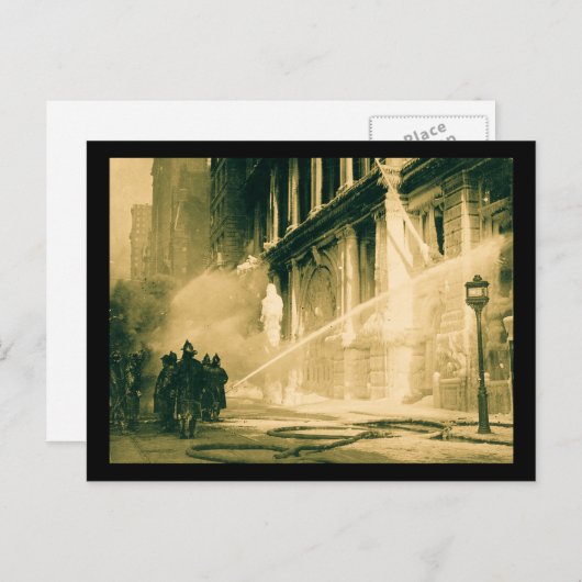 Firemen Spraing Building Pine Street New York Briefkaart (Voorkant / Achterkant)