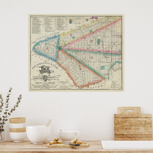 Firemen's Map of NYC in 1834 -  FDNY Poster (Keuken)