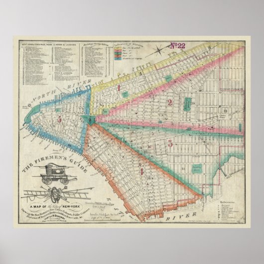 Firemen's Map of NYC in 1834 -  FDNY Poster (Voorkant)