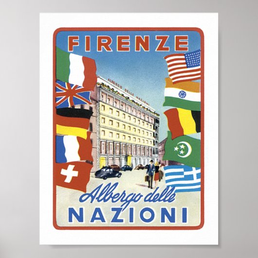 Firenze Albergo delle Nazioni w/o border Poster (Voorkant)