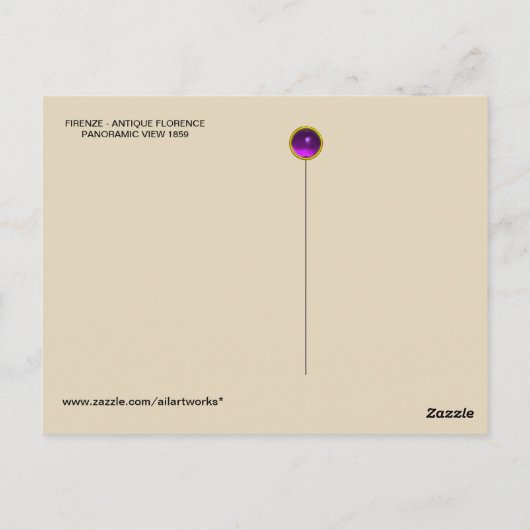 FIRENZE - ANTIEK FLORENCE PANORAMIC UITZICHT 1859 BRIEFKAART (Achterkant)