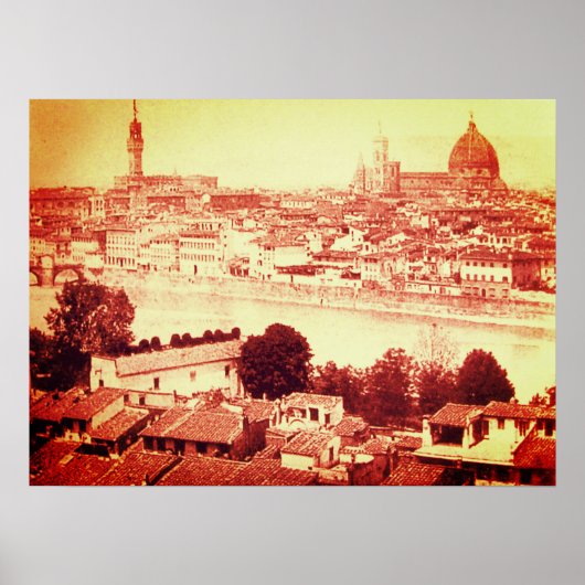 FIRENZE - ANTIEK FLORENCE PANORAMIC UITZICHT 1859 POSTER (Voorkant)
