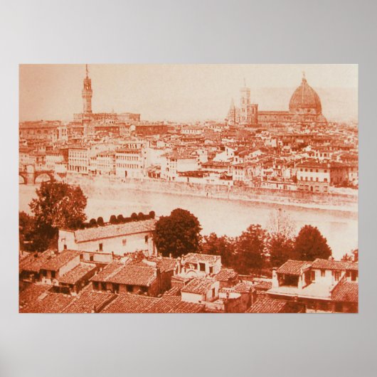 FIRENZE - ANTIEK FLORENCE PANORAMIC UITZICHT 1859 POSTER (Voorkant)