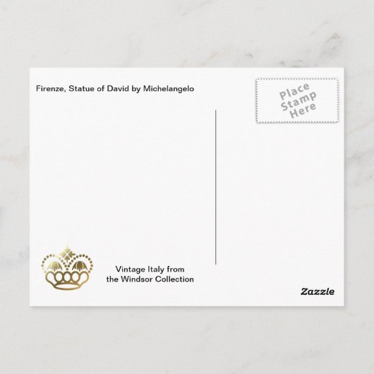 Firenze, beeld van David door Michelangelo Briefkaart (Achterkant)