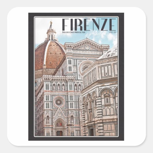Firenze Duomo Vierkante Sticker (Voorkant)