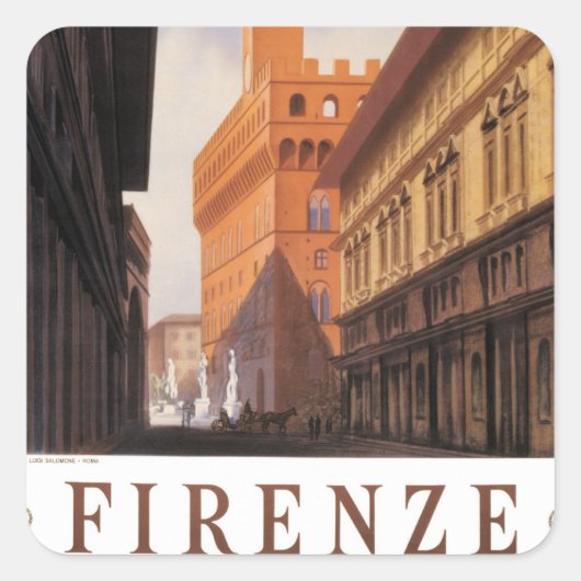 Firenze, Firenze, Palazzo Vecchio,  Italië Vierkante Sticker (Voorkant)