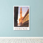 Firenze, Florence, Palazzo Vecchio, Oude Italië Canvas Afdruk (Insitu (Houten vloer))