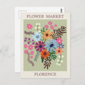  Firenze Italië Bloemenmarkt Reizen Briefkaart (Voorkant / Achterkant)