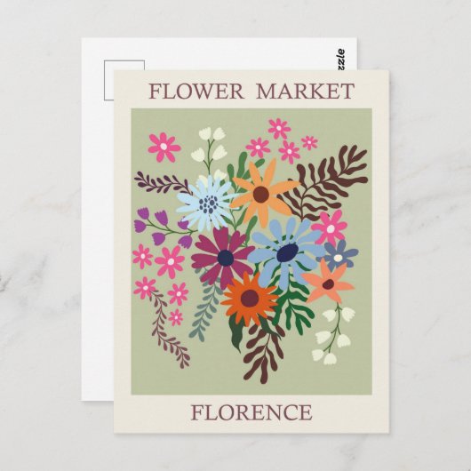  Firenze Italië Bloemenmarkt Reizen Briefkaart (Voorkant / Achterkant)