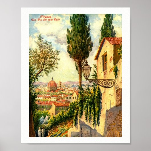 Firenze, Italië, mooie straatbeeld Vintage Poster (Voorkant)