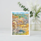 Firenze Toscane Italië Travel Place Waterverf Briefkaart (Staand voorkant)