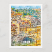 Firenze Toscane Italië Travel Place Waterverf Briefkaart (Voorkant)