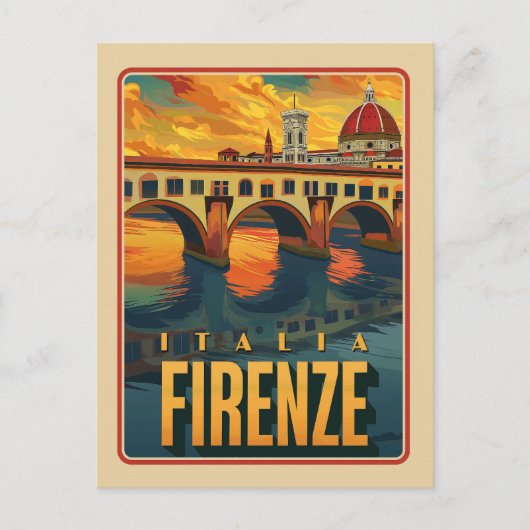 Firenze, Vintage Italië Briefkaart (Voorkant)