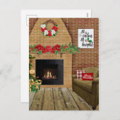 Fireplace Alles is kalm. Alles is helder kerstmis Feestdagenkaart (Voorkant / Achterkant)