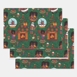 Fireplace and Kente Cloth Inpakpapier Vel