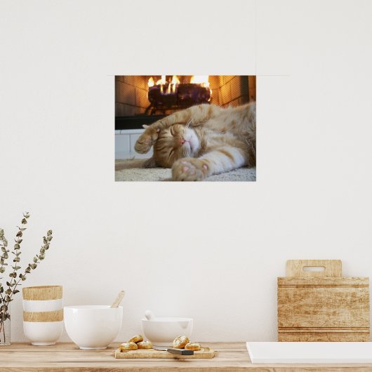 Fireplace Cat Poster (Keuken)