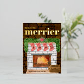 Fireplace Cozy Kerstmis aankondiging (Staand Voorkant)