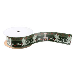Fireplace Dragons kerstpatroon Satin Ribbon Satijnen Lint