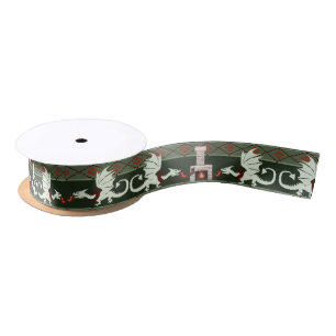 Fireplace Dragons kerstpatroon Satin Ribbon Satijnen Lint
