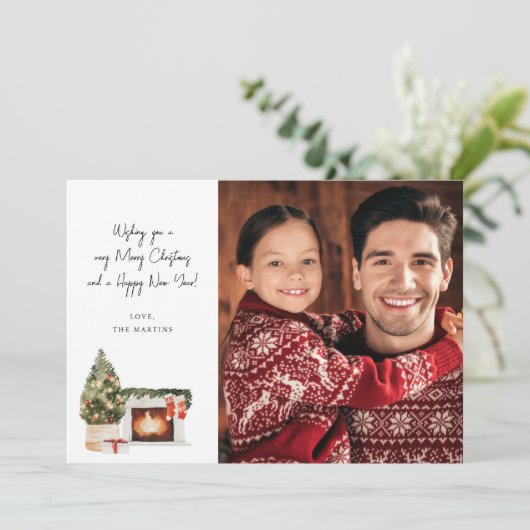 Fireplace kerstkaart (Staand voorkant)