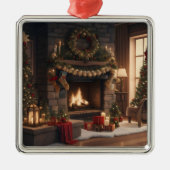Fireplace kerstversiering metalen ornament (Voorkant)