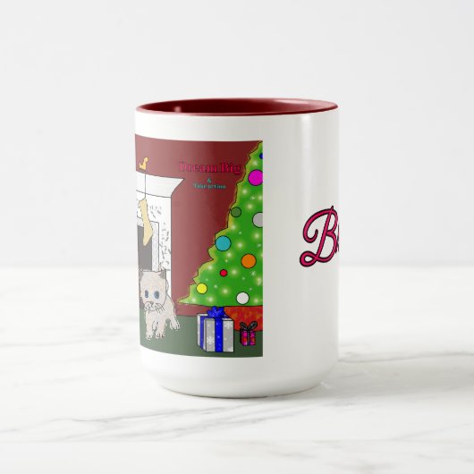 Fireplace kitten Kerstmis mok droom groot (Midden)