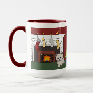 Fireplace kitten Kerstmis mok droom groot