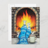 Fireplace-muizen op sockets briefkaart (Voorkant / Achterkant)