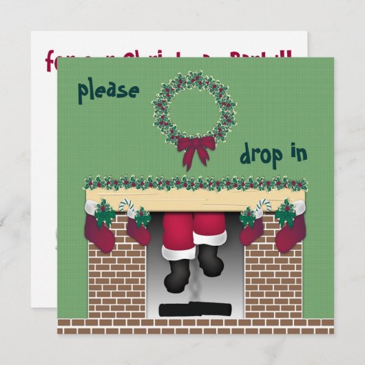 Fireplace Santa Invitation Kaart (Voorkant / Achterkant)