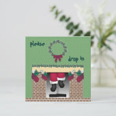 Fireplace Santa Invitation Kaart (Staand voorkant)